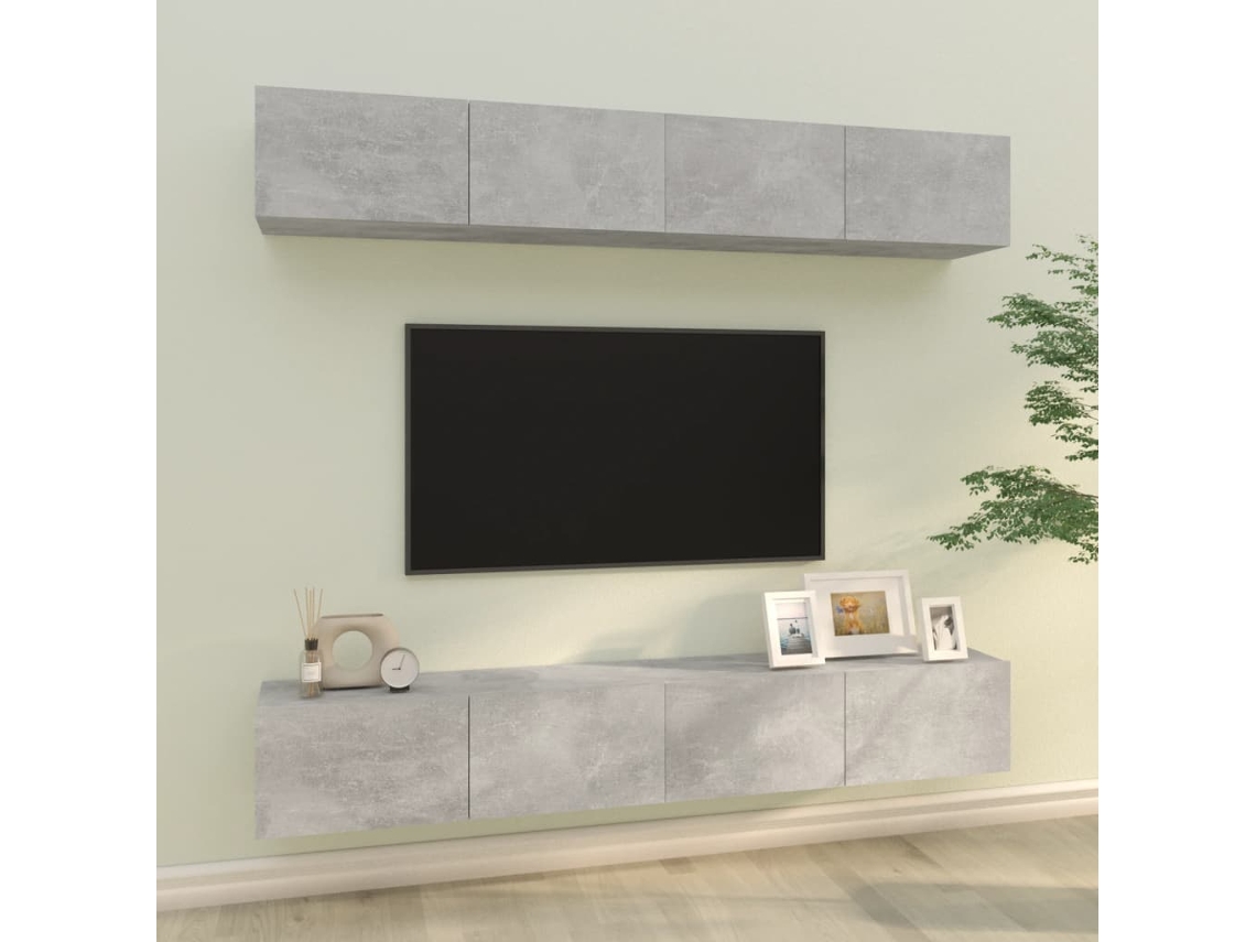 Estantería/Muebles de TV para Pared 4 Pzs 100X30X30 Cm Gris Cemento