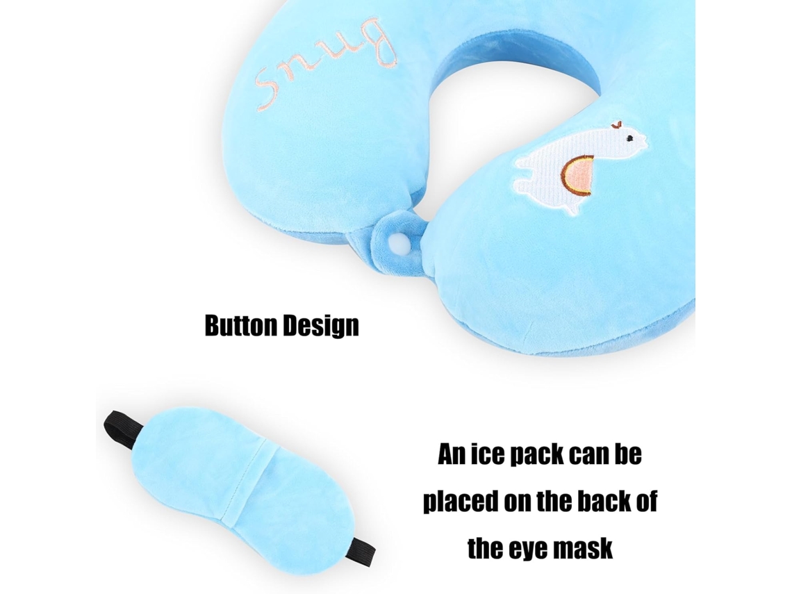 Almohada De Viaje De Espuma Viscoelástica Para Niños Con Antifaz Para Dormir (oveja) Gertiz