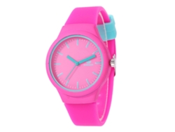 Reloj de cuarzo redondo con correa de silicona, estilo casual unisex, ideal como regalo (rojo y rosa).