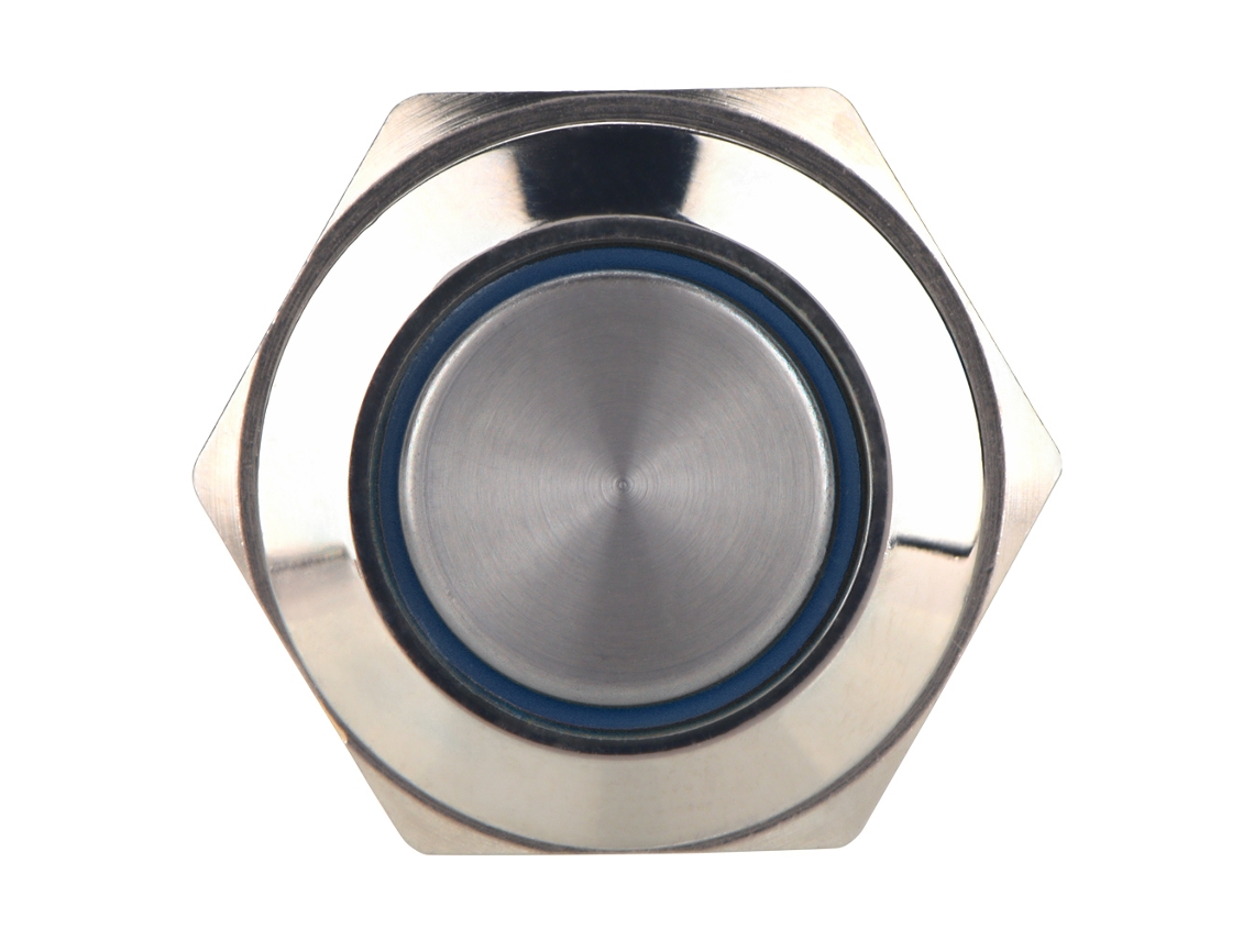 Pulsadores Metálicos Impermeables Con Anillo Led Azul, 250 V, 16 Mm