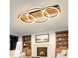 Lámpara de techo LED de madera regulable con 3 anillos, 46 W, moderna, 70 cm, para salón Nettlife