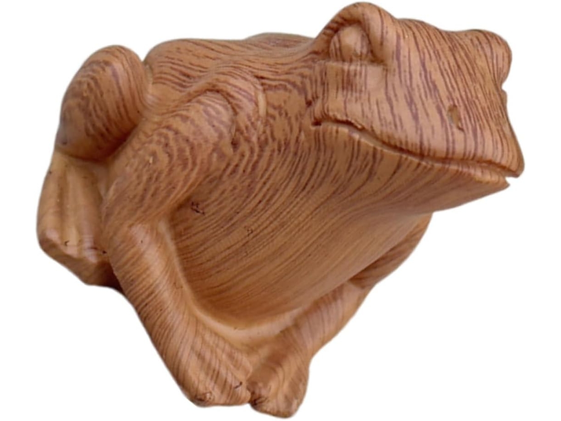 Figura De Rana De Resina Con Acabado De Vetas De Madera, Estatua De Rana Para Decoración De Jardín, Patio, Césped Y