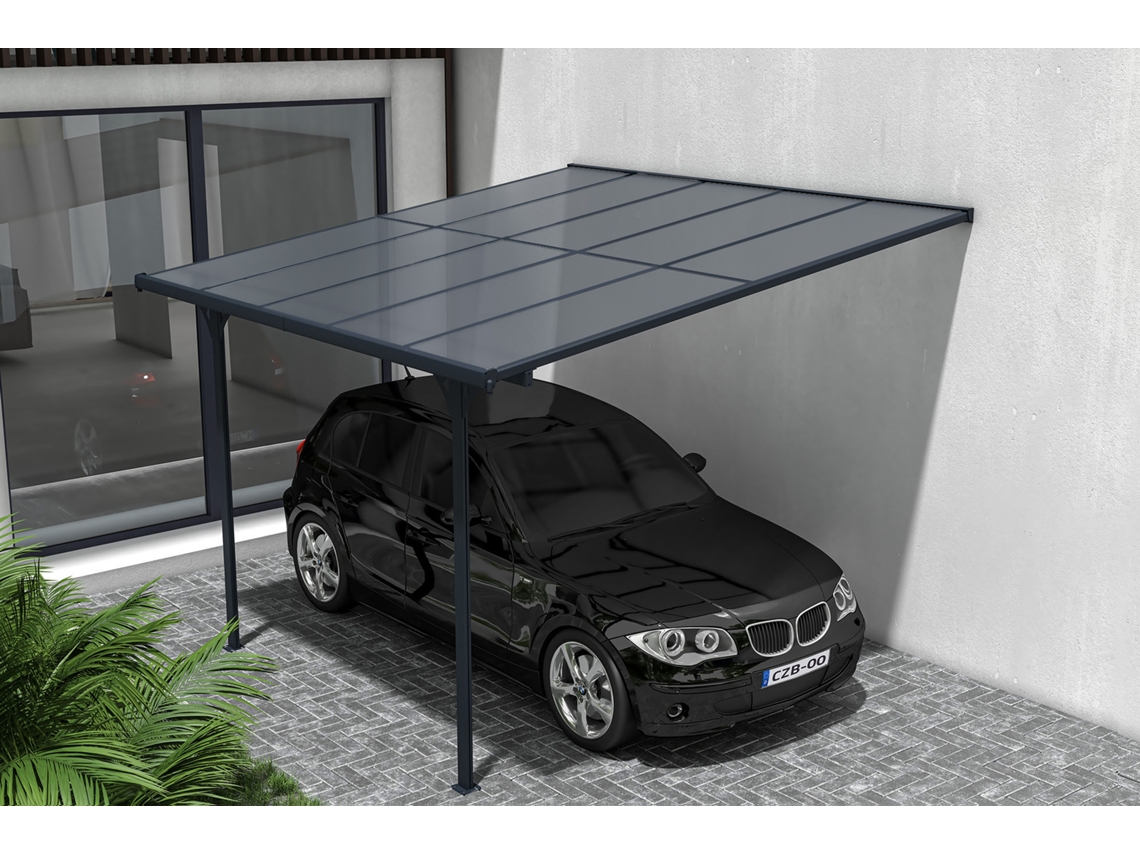 Cazeboo Pérgola Cubierta para Terraza de Aluminio Premium, gris 3x3 m KLEO