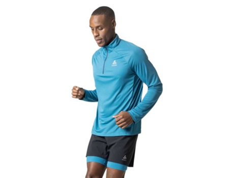 Camiseta de Hombre para Running ODLO Meio Zíper Essential Azul (2XL)