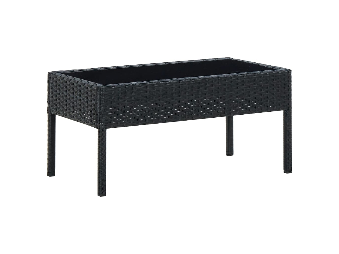 Mesa de jardín LOVELY HOME Comedor de Mimbre con Base Negra (75 x 40 x 37 cm)