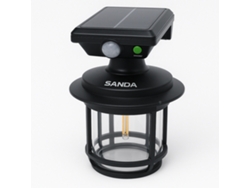 Lámpara LED negra Sanda SD 6028 con sensor de movimiento, panel solar y accesorios