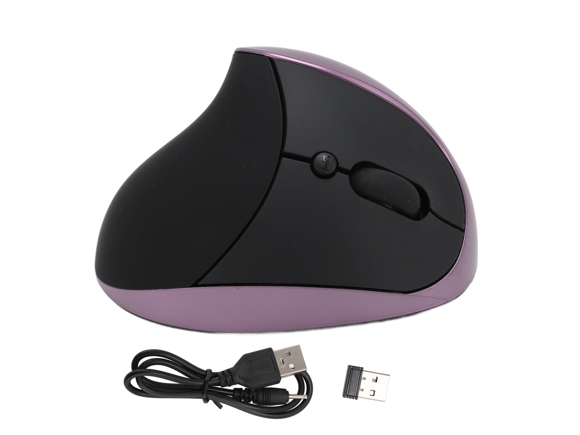 Ratón Vertical Ergonómico Inalámbrico Recargable Con 3 Niveles De Dpi Ajustables (800, 1200, 1600) Para Diestros - Morado