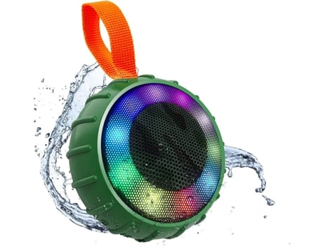 Altavoz Bluetooth inalámbrico portátil, luz LED, Ipx6 6-8H Playtime, 5.0, resistente al agua, volumen alto, graves mejorados, 116 * 116 * 49 mm