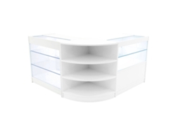 Mostrador comercial MonsterShop Calliope, blanco, K900C900LM60, MDF y vidrio templado