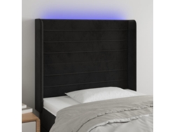 Cabecero Con Led De Terciopelo Negro 103x16x118/128 Cm
