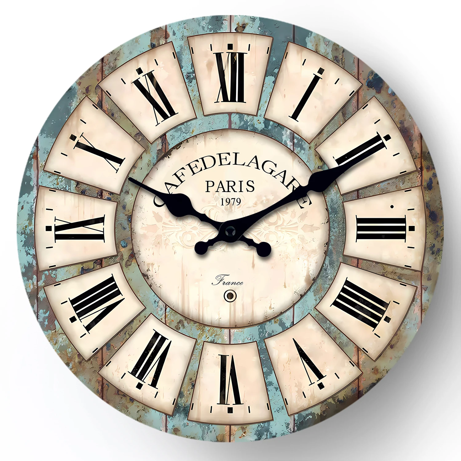 Reloj De Pared Redondo De Madera Estilo Rústico Vintage De 12 Pulgadas, Silencioso Y Sin Tictac, Funciona Con Pilas.