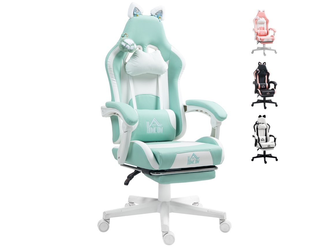 Silla Gaming Reclinable Verde Menta Con Reposapiés