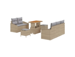 Maison Exclusive - Conjunto De Sofá De Jardín Con Cojín 8 Pcs Beige Y Gris Claro