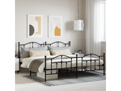 Estructura Cama Sin Colchón Con Estribo Metal Negro 200x200 Cm