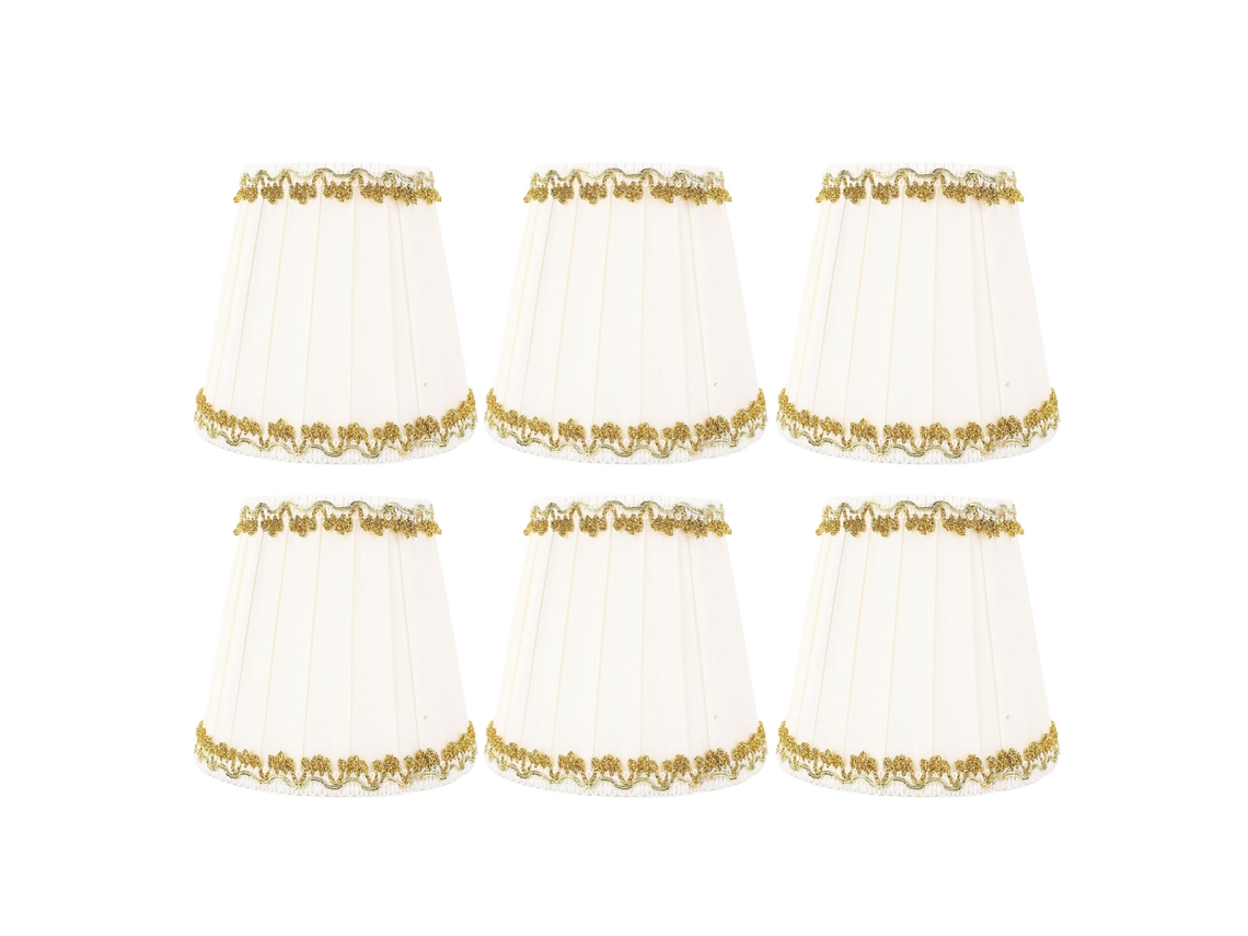 Rebe-6pcs Abat-jour En Tissu Plissé Décoratif Clip-on Pour Lampes De Table/mur, Remplacement Pour Maison Hôtel