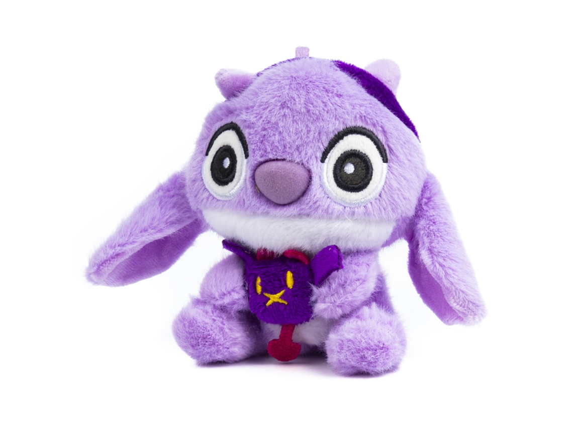 Peluche extra suave adaptable a pendientes. Diseño de Diablo Morado. 12 cm.