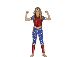 Disfraz de Niña GUIRCA Heroína Estrella Roja y Azul  (10 - 12 años)