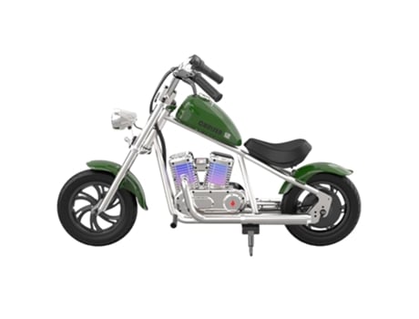 Moto Eléctrica para Niños HYPER GOGO Cruiser 12 Plus con App Neumáticos 12'' Altavoz Bluetooth Niebla Verde