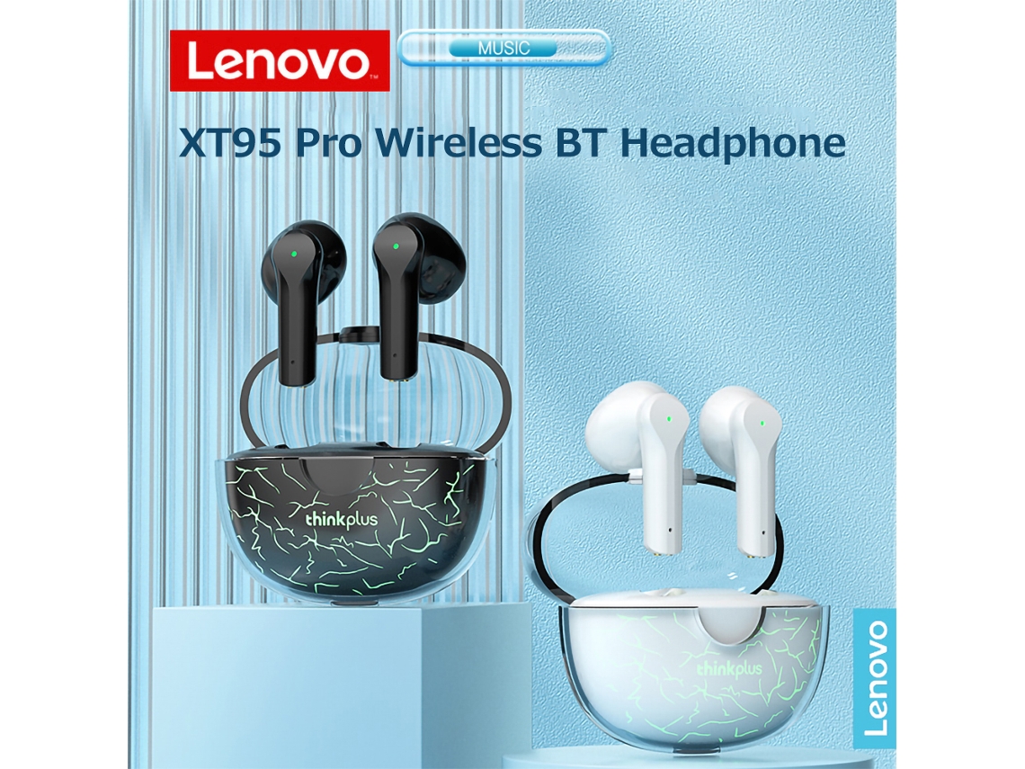 Lenovo Xt95 Pro Audífonos Deportivos Inalámbricos True Wireless Bt5.1 Baja Latencia Negro Luminoso