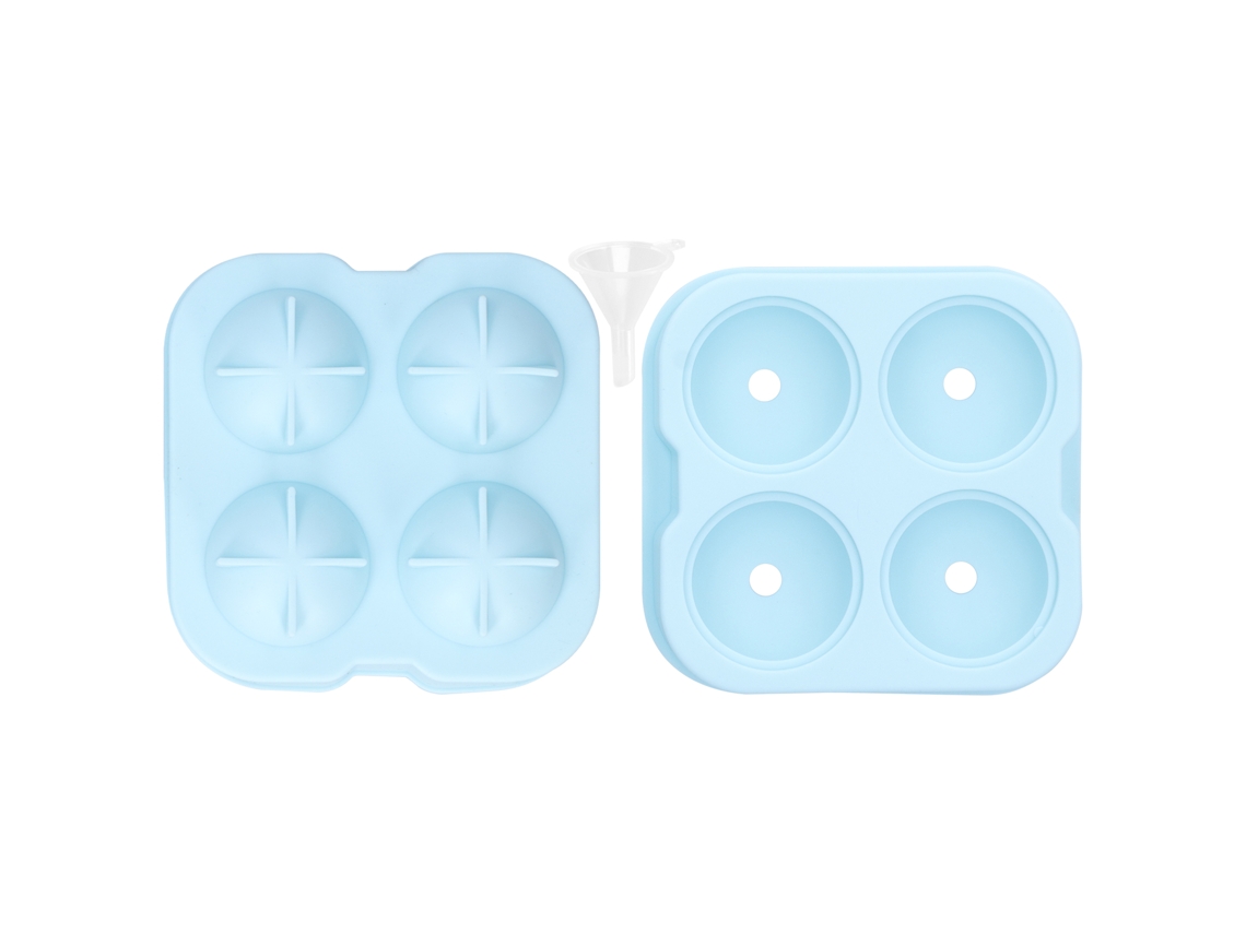Molde De Silicona Para Bolas De Hielo Con 4 Agujeros, Tapa Y Embudo, Herramienta Casera Para Bebidas De Verano.