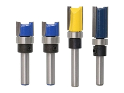 Set De 4 Brocas De Router De Recorte Con Mango 1/4", Diametro 1/2", Para Madera, Mdf Y Paneles