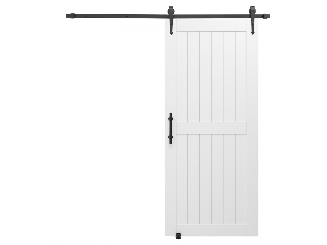 Puerta corredera estilo granero de MDF blanco de 914 x 2134 mm con kit silencioso y resistente Tekmaquinas