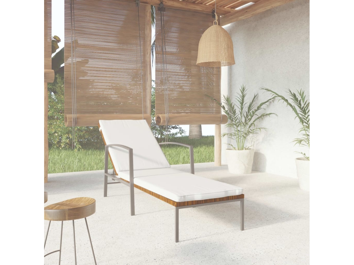 Tumbona Lounger de Jardín con Cojín Ratán PE Marrón