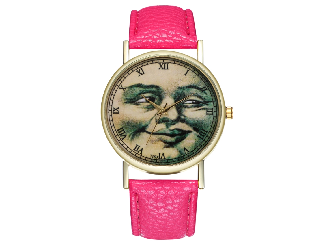 Reloj De Mujer Y Hombre Zhoulianfa De Dial Redondo Analógico De Cuarzo Rojo Rosa