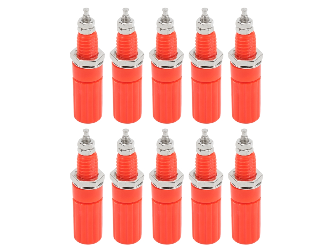 10 Conectores Banana Jack De 4 Mm Con Terminal De Tornillo M3 Para Equipos Electrónicos - Rojo