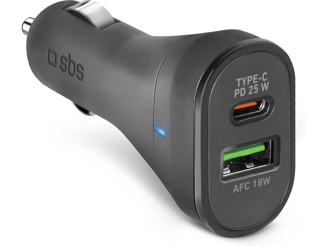 Cargador Auto SBS  TECRPD25W Negro