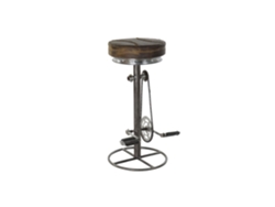 Taburete Metal Cuero Pedales Marron 44x41x82cm