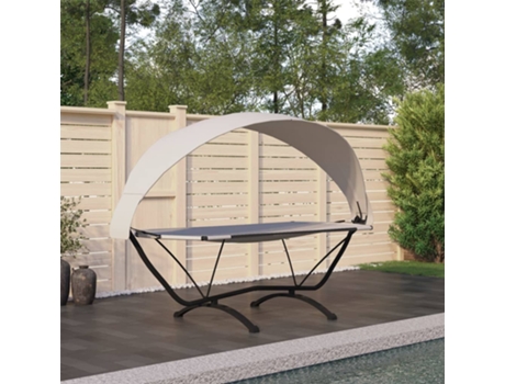 MAISON EXCLUSIVE Tumbona de jardín con dosel de acero y tela oxford crema
