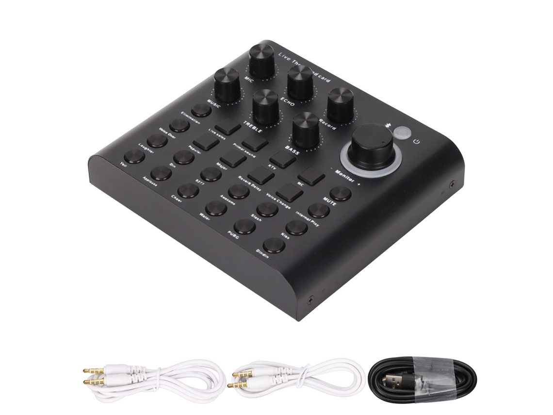 Tarjeta De Sonido Para Transmisión En Vivo Con Silencio De Un Solo Toque, Cambiador De Voz, Puerto Dual De Micrófono, Mezclador Usb Para Podcast