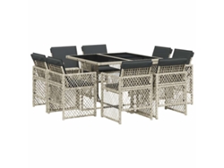 Maison Exclusive - Set Comedor De Jardín 9 Pzas Cojines Ratán Sintético Gris Claro