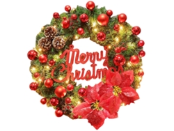 Corona Navideña Artificial De 40 Cm Con Luces Led Y Piñas, Decoración Para Puertas, Regalo De Año Nuevo