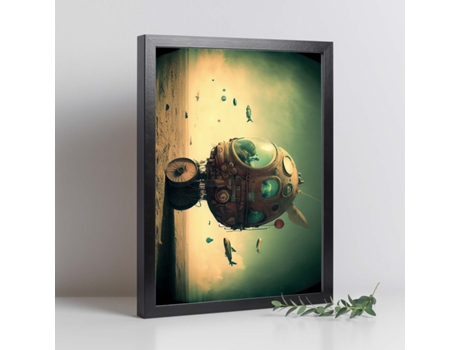 NACNIC Poster Carretilla En Estilo Surrealismo Cinematográfico Ilustraciones Y Grabados De Historieta Abstracta Y Artística A4 Marcos Negros