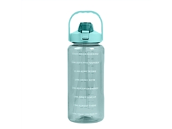 Botella de agua deportiva de 2 litros con tapa y vaso, apta para microondas. MDUG (verde)