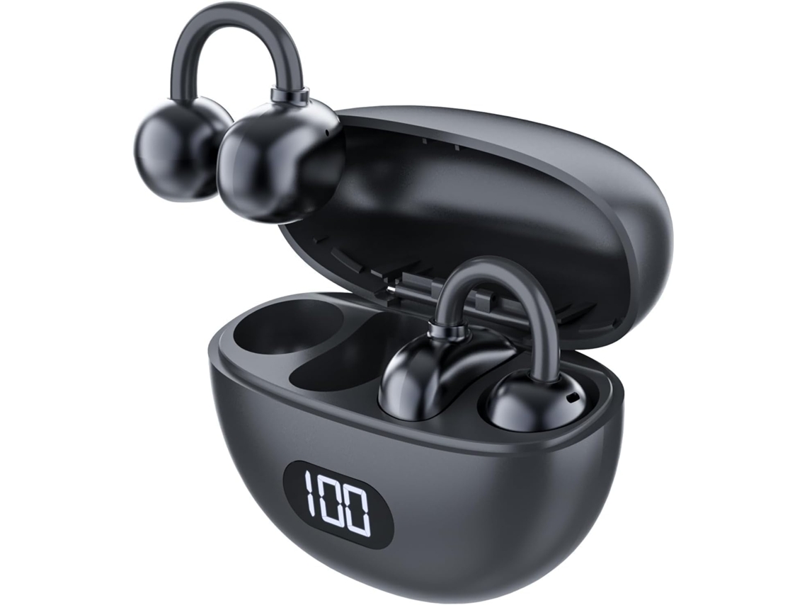 Auriculares Bluetooth 5.4 de oído abierto, resistentes al agua IPX7, 18 horas de reproducción, sonido HiFi para correr y actividades deportivas Bisbisous (negro)