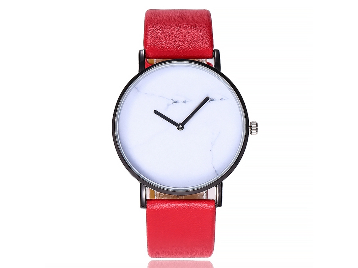 Reloj De Pulsera De Cuarzo Para Mujer Vansvar Con Correa De Pu, Estilo Sencillo, Rojo.