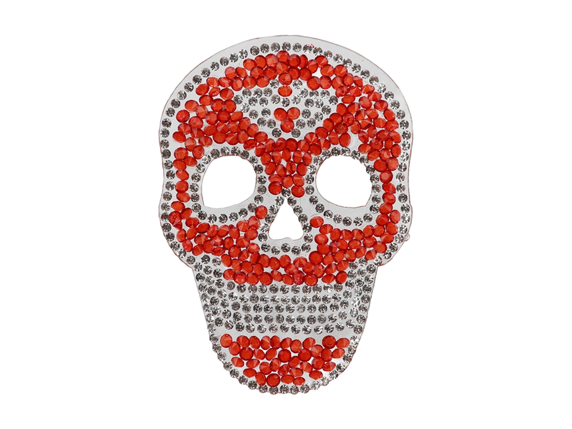 Parche Termoadhesivo Con Diamantes De Imitación, Diseño De Calavera Roja, Bordado Diy Para Sombreros Y Bolsos.