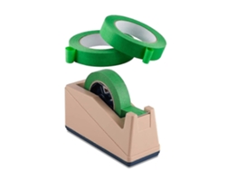 Kit con 2 cintas adhesivas verdes para pintar (2,5 cm) y dispensador de cinta térmica GOKOCO para sublimación.