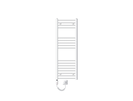 Radiador eléctrico de baño con elemento calefactor 900W 400x1200 mm Blanco recto con conexión lateral LUXEBATH