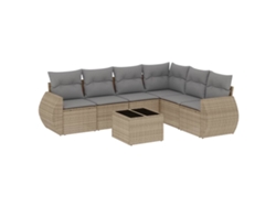 Conjunto de 7 sofás de jardín con cojines de mimbre beige MAISON EXCLUSIVE (7 piezas)