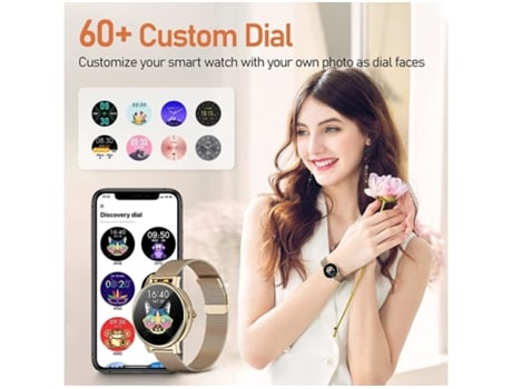Smartwatch 1,19 HD AMOLED Pantalla Táctil Full 29 Modos Deportivos GPS Resistente al Agua para Android iOS Oro VEANXIN