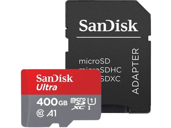 Tarjeta de Memoria MicroSDXC SANDISK Ultra (400 GB - 100 MB/s) + Adaptador