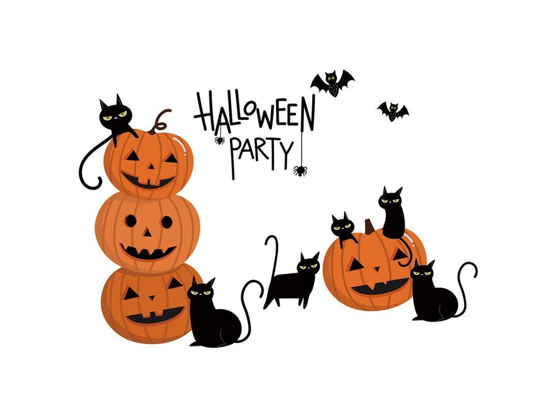 2026-adhesivos De Pared De Halloween Con Calabazas Y Gatitos Negros Para Decoración De Hogar Y Fiesta