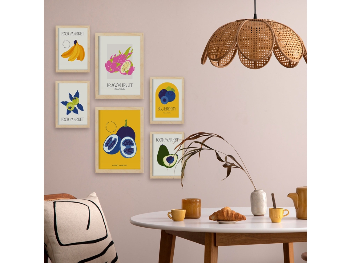 NACNIC Set De 6 Posters De Comida Y Alimentación Bayas Láminas De Naturaleza Y Botánica Para  Tamaños A3 & A4 Marcos Negros