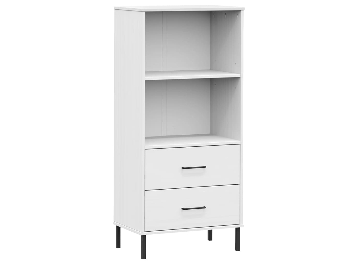 Maison Exclusive - Librería Con 2 Cajones Oslo Madera Maciza Blanco 60x35x128,5 Cm