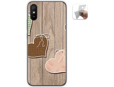 Carcasa Xiaomi Redmi 9A / 9AT TUMUNDOSMARTPHONE Corazones Madera Multicolor