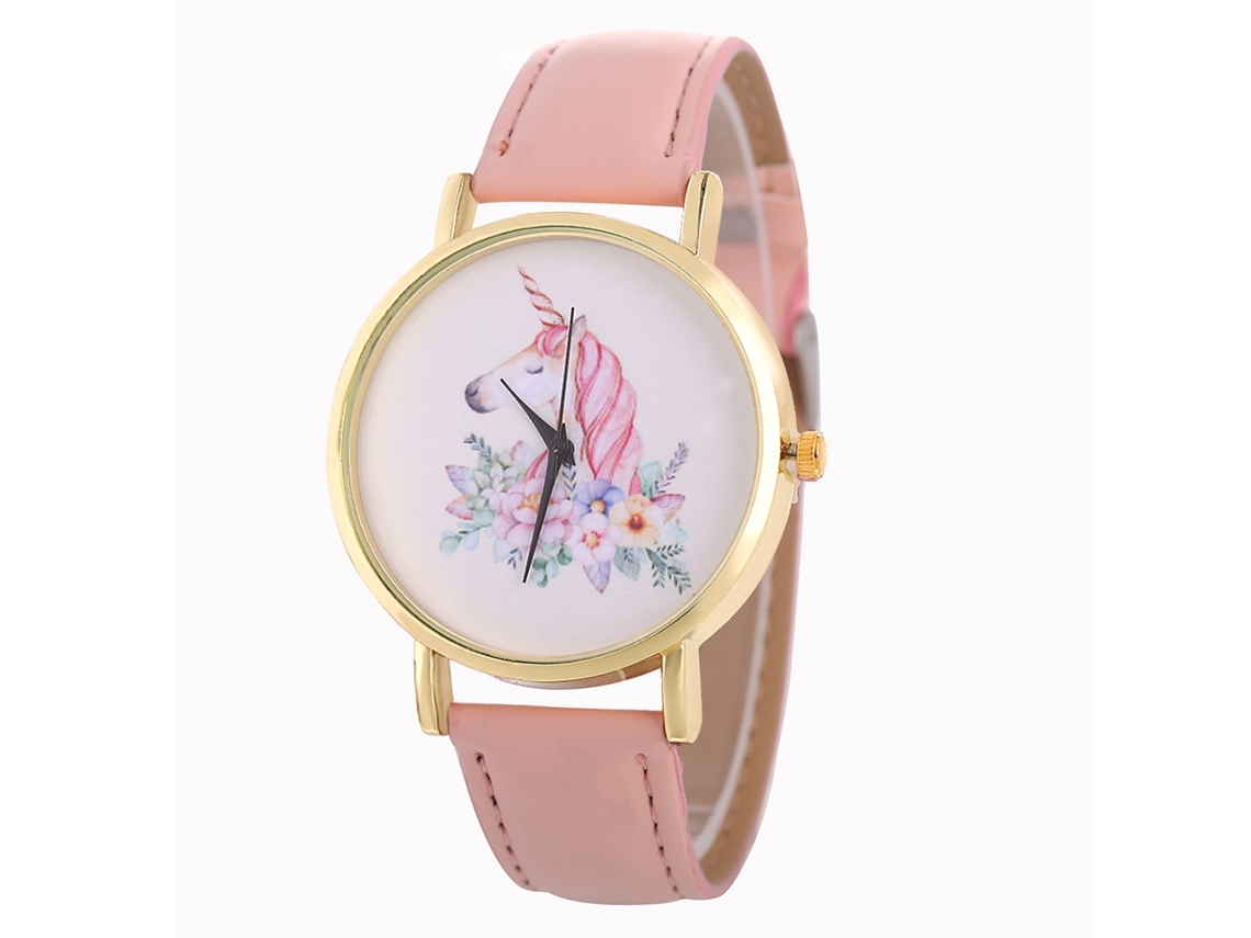 Reloj De Pulsera De Cuarzo Informal Para Mujer Con Correa De Piel Sintética Rosa.